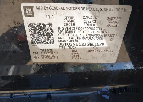 2018 GMC Sierra 1500 Slt from USA, damaged, VIN 3GTU2NEC2JG601029